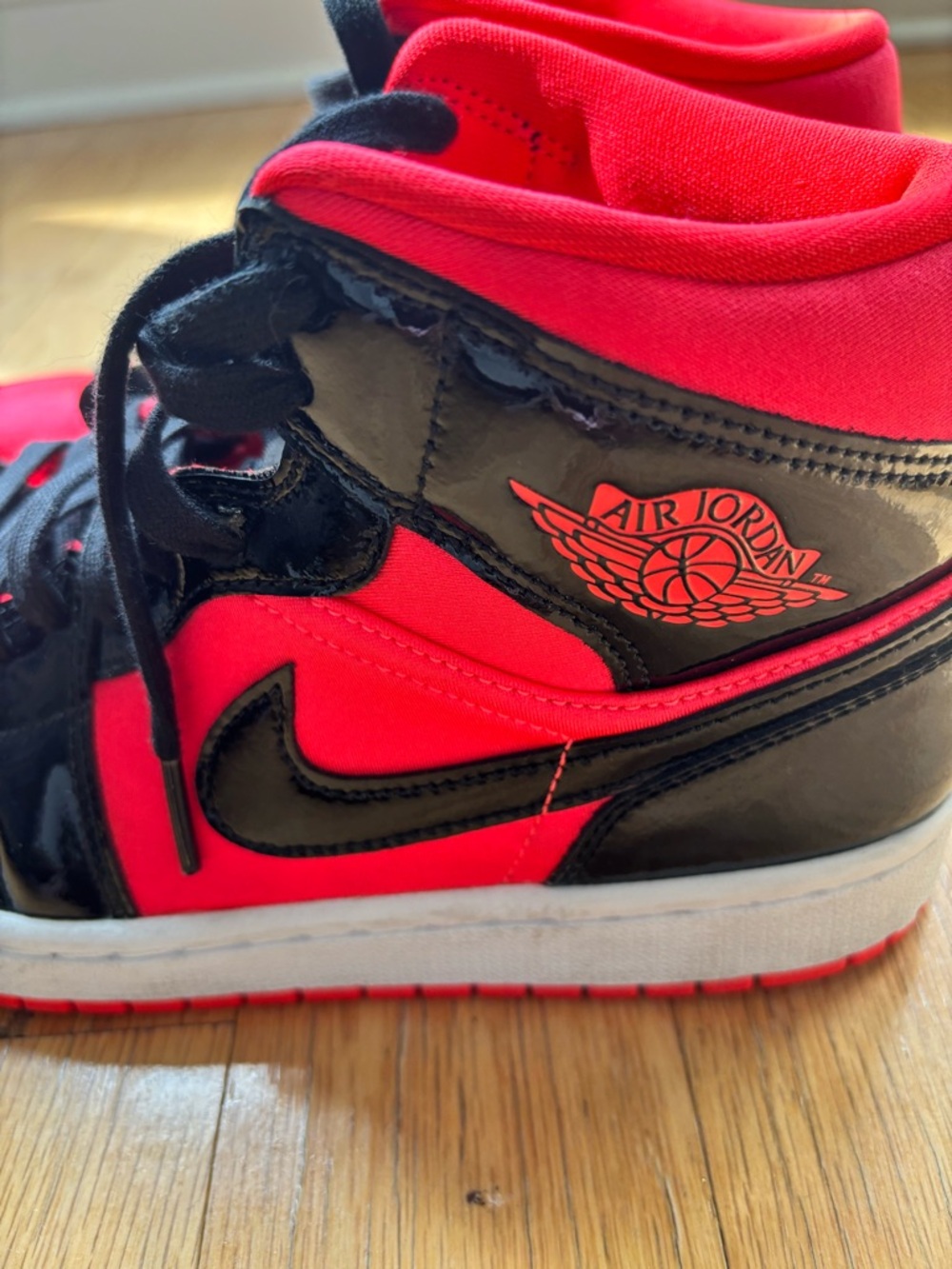 Air Jordan 1s, Infrared and Black High-Top Sneakers - Picture 6 of 9